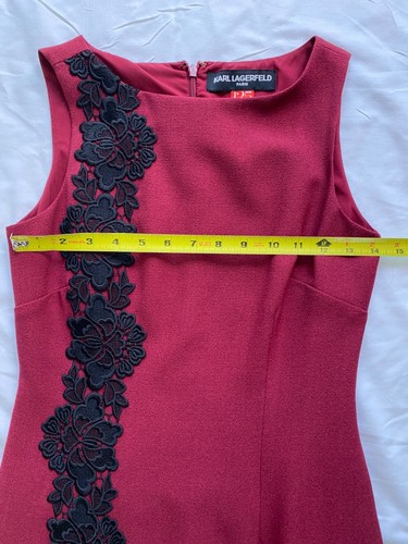 Karl Lagerfeld ärmelloses Kleid 125 Vogue weinrot weinrot mit schwarzem Besatz Größe 0 - Bild 9 von 11