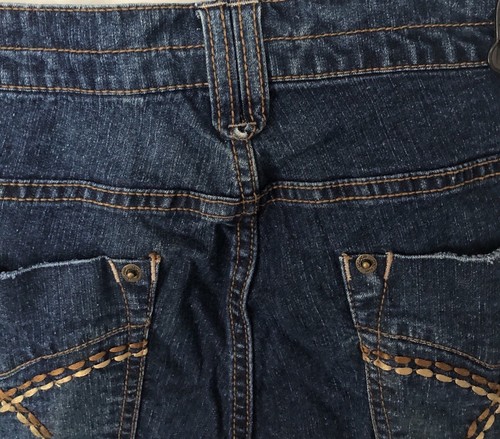 Duplex by Tyte Denim Blue Capris Size 12p Brown & Beige Stitching On The Pockets - Picture 8 of 13