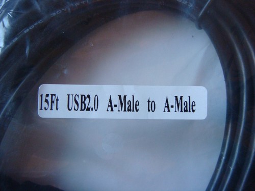 15 Ft A-Male to A-Male USB 2.0 Cable Black 17253-*2 - Picture 3 of 4