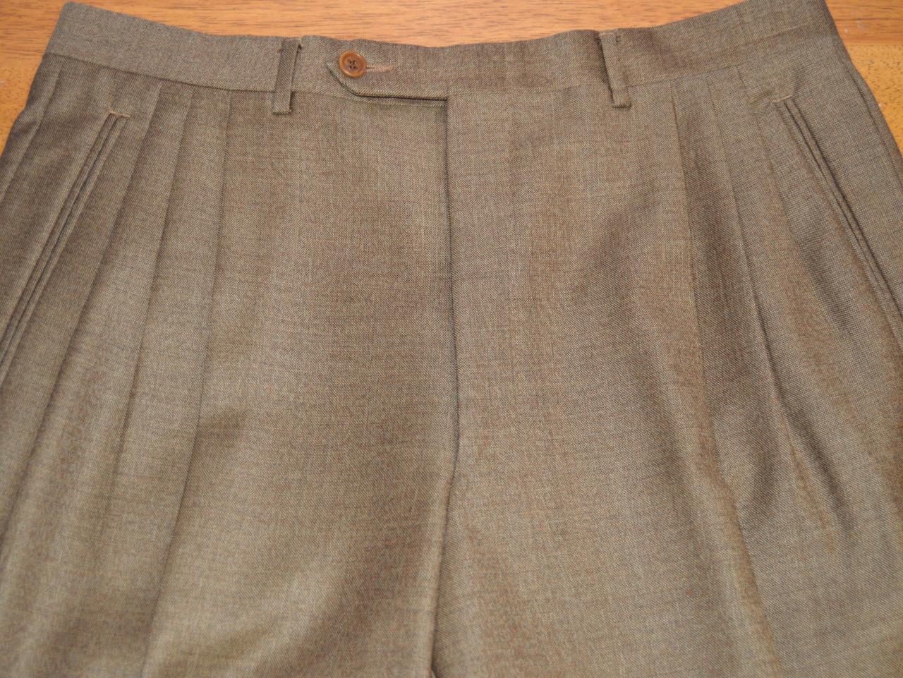 MINT Vtg 80s Canali Milano Italy 40 R light brown double breasted wool suit b7j3 - Picture 11 of 15