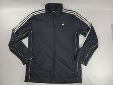 Adidas Black/White Running/Track Full Zip Up Jacket 3 Stripes Size M Unisex EUC
