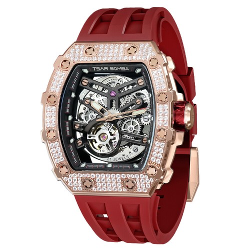 Diamond Mens Automatic Watch Mechanical Wristwatch Waterproof Sapphire Glass - Picture 5 of 12