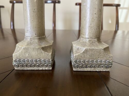 Vintage Rustic Wooden Candle Stick Holders With Metal Top 11.5'' Tall Pair - Picture 2 of 11