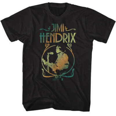 Jimi Hendrix Gradient Circle Men's T Shirt Rock Band Tour Concert Merch