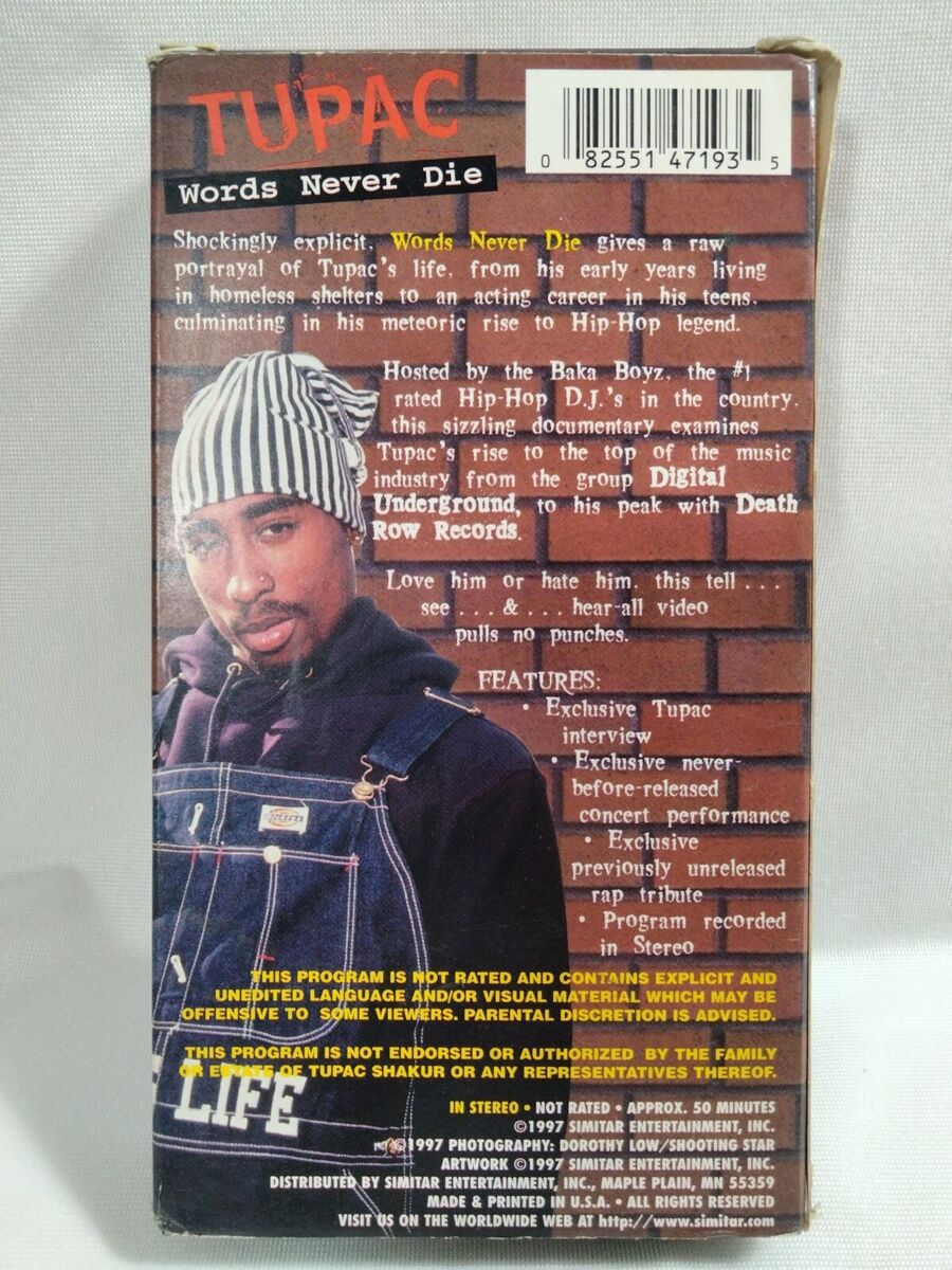 Tupac: 2pac Words Never Die (VHS, 1997, Explicit) Rap Hip Tupac: 2pac Words Never Die (VHS, 1997, Explicit) Rap Hip