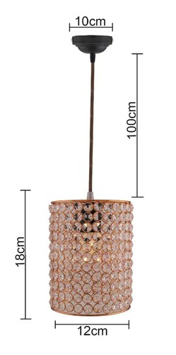 Handcrafted Crystal Hanging Light Copper Toned Textured - Picture 4 of 4