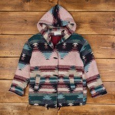 Vintage Christopher And Banks Wool Jacket S 90s Aztec Tapestry Toggle Fleece