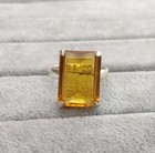 Citrine Ring 925 Sterling Silver Rectangle Gemstone Shape Size 10 MO1278