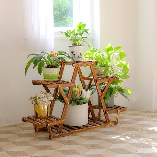 Outdoor Indoor Metal Wooden Plant Stand Planter Flower Pot Garden Shelf Shelving - Picture 98 of 542