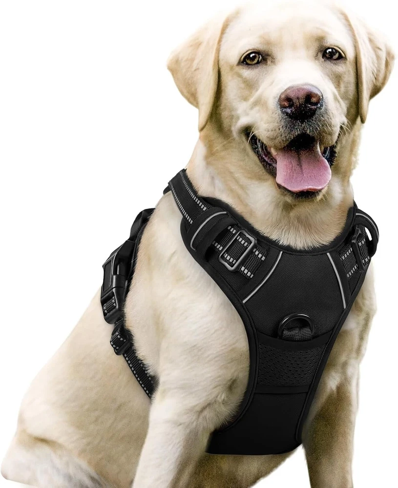 Dog Harness No Pull with 2 Leash Clips, Adjustable Soft Padded, Reflective (XL)