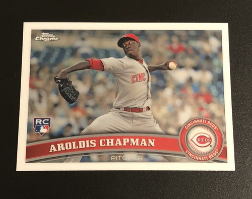 AROLDIS CHAPMAN 2011 TOPPS CROMADO Rookie RC #68 Reds Yankees casi nuevo-como nuevo - Imagen 2 de 4