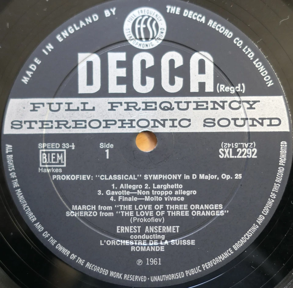 SXL 2292 ED2 Prokofiev Classical Symphony Ansermet NEAR MINT Decca WBg - Image 3 of 4