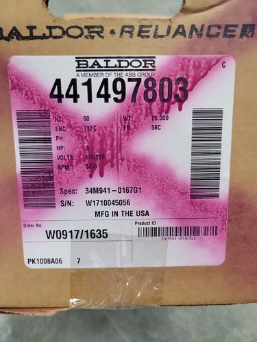Baldor 441497803 1/2hp 1 Phase 115 / 230 V 3450 RPM Motor 56C - Picture 2 of 3