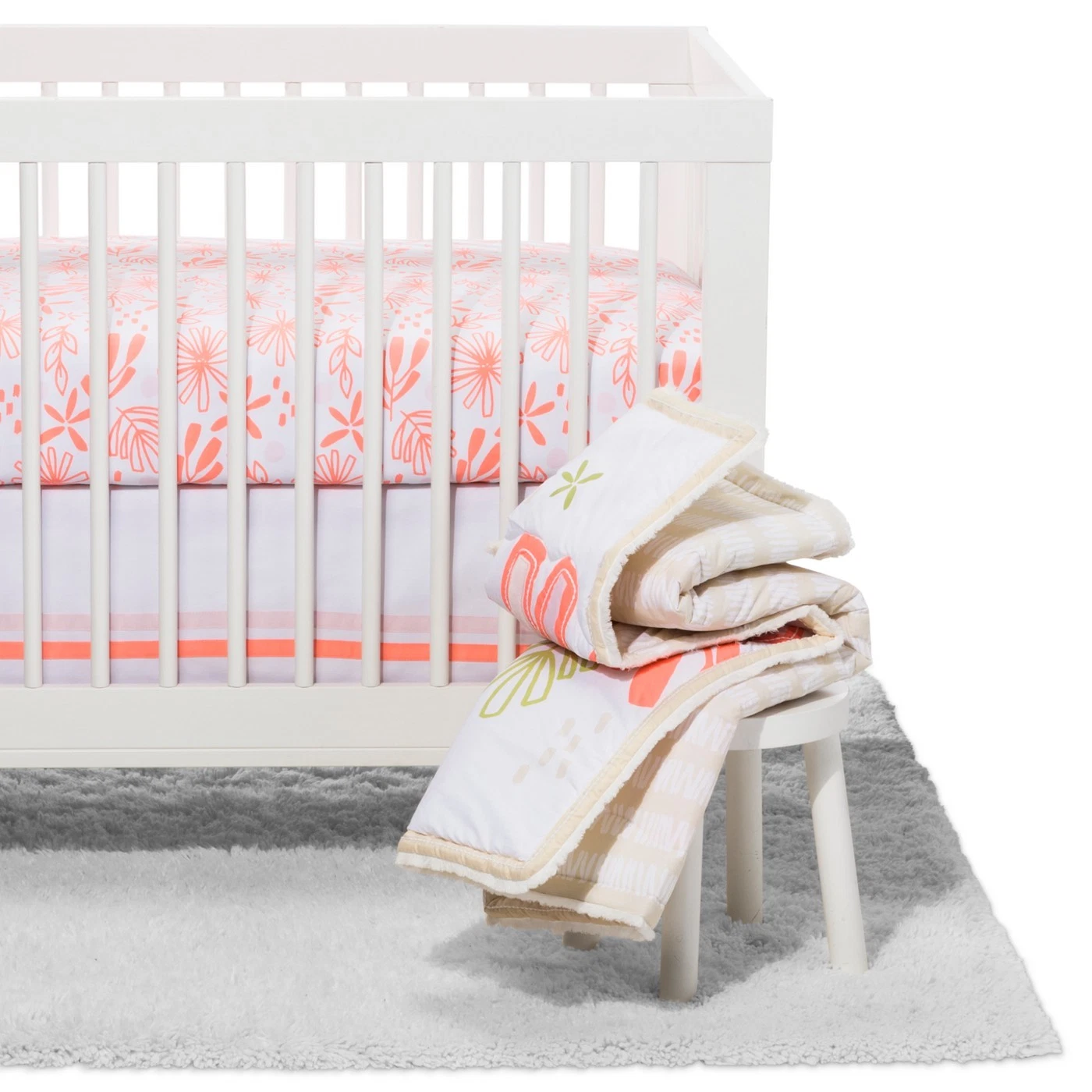 Cloud Island Little Sprout Nursery Crib Bedding Set 4 pc coral orange baby girl