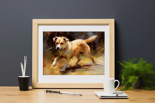 Joyful Pet Painting 5"x7" Print on Matte Paper | Bold Golden Dog Wall Print - Picture 7 of 17