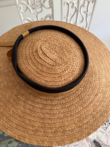 NWT Vintage Wide Brim Straw Hat w/ Bow By Penneys 20” Elegant - Picture 12 of 17
