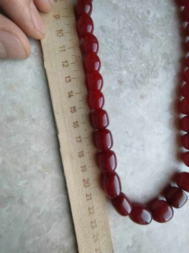 Cherry AMBER BAKELITE BEAD Necklace, prayer rosary, Vintage - Picture 13 of 24