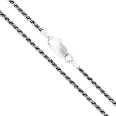 Sterling Silver Diamond-Cut Oxidized Rope Chain 1.5mm 925