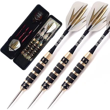 CUESOUL TOP Steel Tip Darts 20 Grams Black Coating Brass Dart Barrel Darts Set