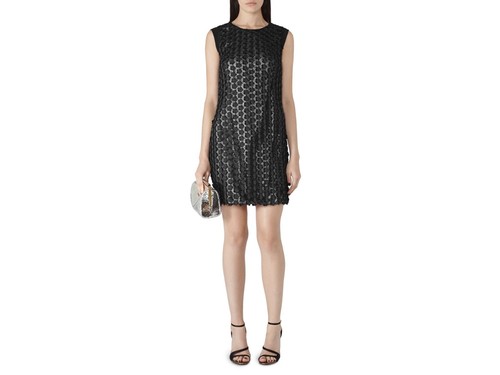 Vestido Reiss Negro Bibi detalle metálico EE. UU. 4/EU 36 NUEVO SIN ETIQUETAS - Imagen 2 de 7