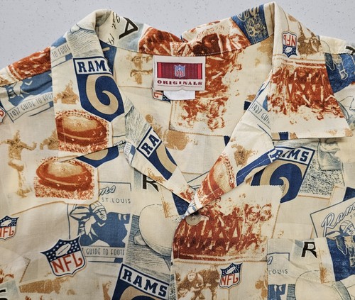NFL Rams Football St Louis Original Shirt XL Tan Old School Button Kurzarm  - Bild 3 von 5