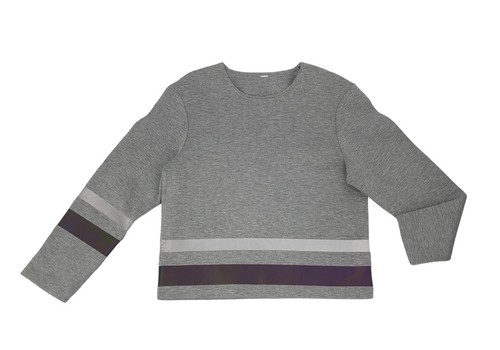 Vimmia Marina Pullover Scuba Sweatshirt Reflective Stripes Heathered Gray Medium - Picture 2 of 5