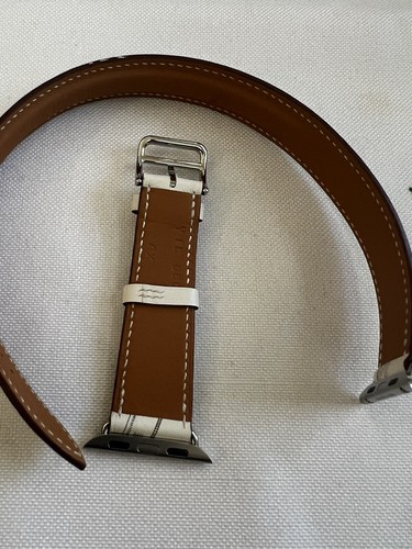 HERMÈS APPLE WATCH BLANC ALLOVER PRINT DOUBLE TOUR 40 MM BAND - Picture 11 of 21