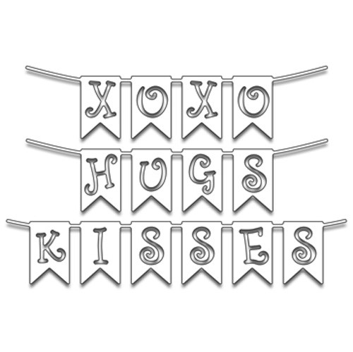 Neu Penny schwarz kreative Metall Stanze HUGS & KISSES Liebe Valentinstag Freunde XOXO - Bild 1 von 1