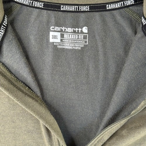 Carhartt Force 1/4 Zip Pullover Mens 3XL Relaxed Fit Olive Green Sweatshirt - Bild 8 von 8