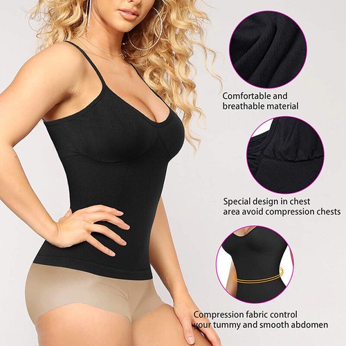 Womens Bralette Body Shaper Adjustable Strap Built In Bra Padded Camisole Tops - Picture 4 of 43