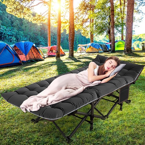 Paquetes de 2 cunas plegables para acampar portátiles cama militar de viaje con colchón y bolsa de transporte - Imagen 11 de 16