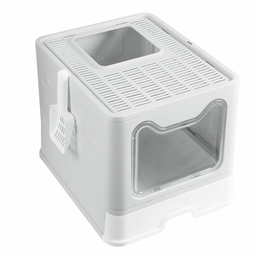 Caja de arena cerrada para mascotas gatos bandeja higiénica fácil cuchara inodoro grande con capucha - Imagen 4 de 12