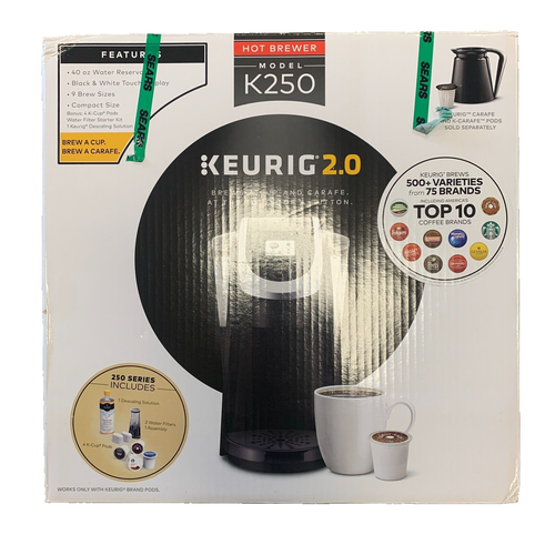 Keurig 2.0 K250 Coffee Maker, Single Serve K-Cup Pod, Black - New in Box!