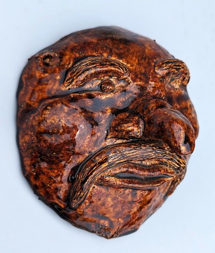 Weird Face Head Pottery Hand Made with Freakishly Long Creepy Nose Wall Decor - Picture 3 of 9