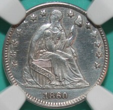 1860 Transitional Half Dime - Judd-267 - Pollock 315 - NGC Uncirculated Cleaned