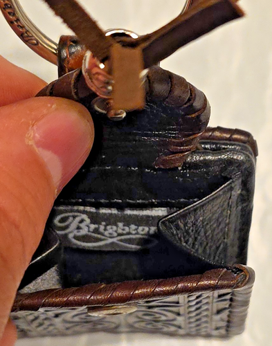 Brighton Vintage Keychain Key Fob / Tiny Purse with Mini Photo 2" - Picture 2 of 7