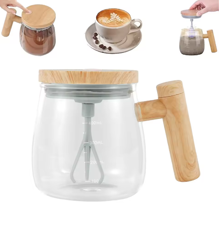 400ml selbstrührende Kaffeetasse | wasserdicht | aus Glas perfekt für jede Küche - Afbeelding 1 van 9