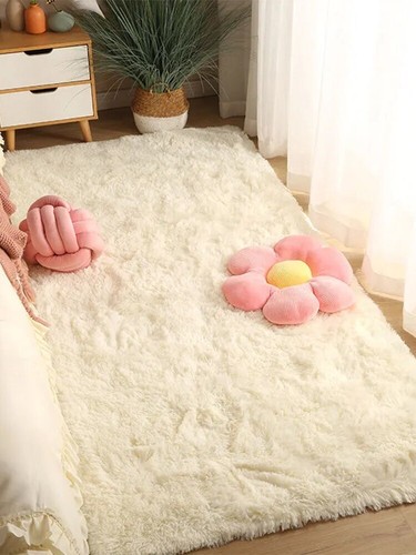 Pelziger Schlafzimmer Nachttisch Teppich Flauschig Teppich Dekoration Lounge Teppiche Fußmatte - Bild 25 von 37