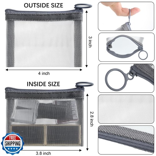 Frienda 10 Pcs Small Mesh Bags with Zipper Mini Zipper Mesh Bags Nylon Cosmet - Foto 2 di 5