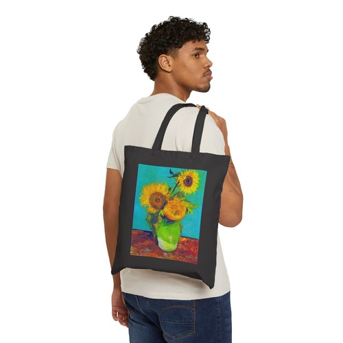 Van Gogh Three Sunflowers Cotton Canvas Tote Bag - Picture 4 of 9