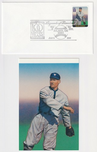 USPS 2000 Baseball Legends Mathewson, Grove, Johnson, & Collins FDCs & Postcards - Picture 10 of 11