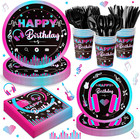 168Pcs Music Party Supplies Tableware Set Disposable Paper Plates Napkins Cups C