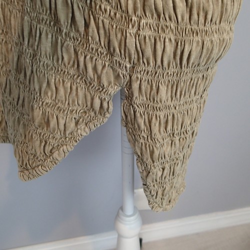 Anthropologie Pilcro Smocked Shacket Sz s Sand Beige Tan Button Up Shirt Jacket - Picture 9 of 19