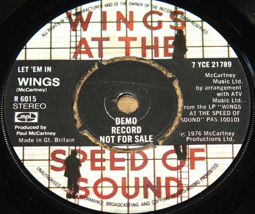 PAUL McCARTNEY LET 'EM IN EDIT b/w LET 'EM IN UK PARLOPHONE DEMO PROMO 7" 1976 - Imagen 4 de 4