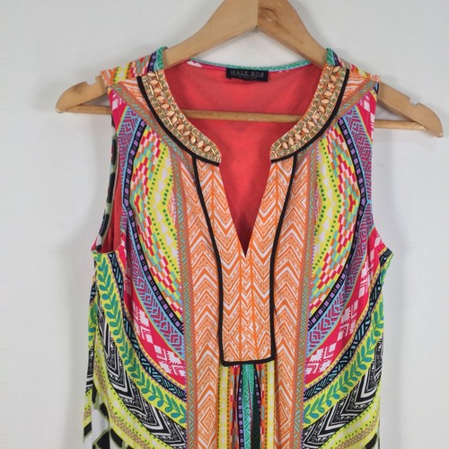 Hale Bob Rockmans womens dress size XS shift multicolour geometric Vneck 057838 - Picture 2 of 8