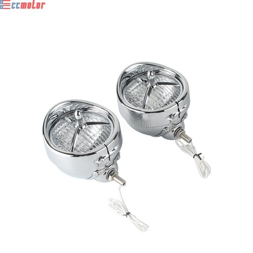 Pair 4.5" LED Fog Passing Light Chrome Housing For Harley Street Electra Glide - Picture 4 of 8