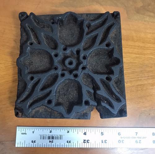 Vintage Wooden Printing Blocks Hand Carved Textile Fabric Stamp India 6”x 6” - Picture 6 of 8