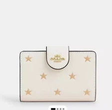 NWT Coach Medium Corner Zip Wallet With Star Print CW530 Leather