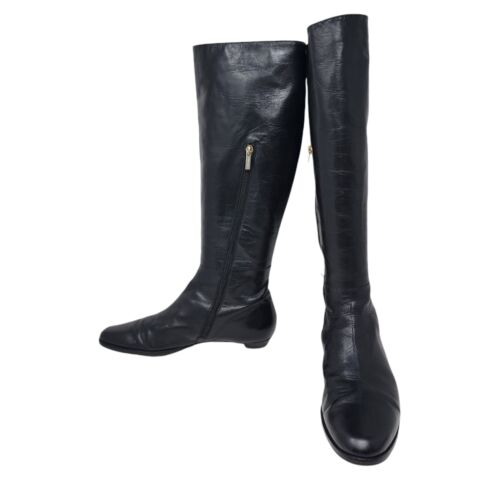 JIMMY CHOO Umber Black Leather Riding Knee High Boots 42 EUR 12 US Run Small - Bild 2 von 14