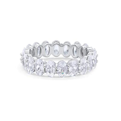 Voller Eternity Ring Art Deco Band Verlobungsring oval CZ 925 Sterling Silber 5 mm - Bild 3 von 6
